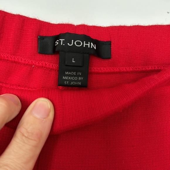 ST JOHN Wool Blend Wide Leg Red Trouser Pant Large - Picture 5 of 7